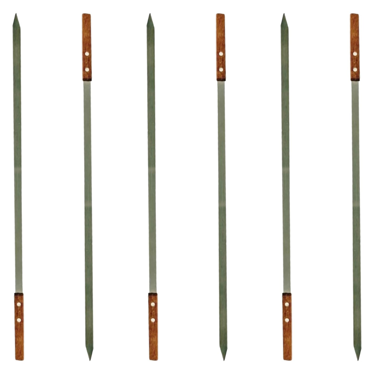 Premium Stainless Steel Barbecue Skewers BBQ Outdoor Grill Skewer stick Barbecue Fork with Solid Wood Handle for Grilling Shish Kebob Koubideh Persian Brazilian Kebab 1" wide + 1 Free Skewer (6pcs)