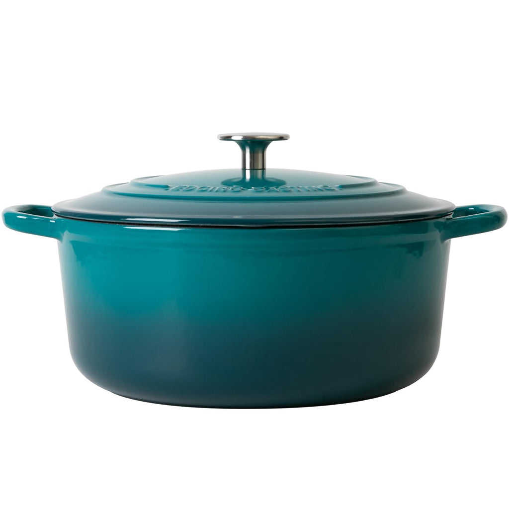 EDGING CASTING Dutch Ovens with Lid, Enameled Cast Iron Covered 5.5 Quart Dutch Oven with Dual Handle, Darkcyan