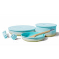 BytheTable Ombré Titanium Ceramic Cookware Set Non Toxic – 8 Pcs Non Stick Pots and Pans Set with Removable Handles, Magnetic Lid & Wooden Spatula for Cooking – Oven & Dishwasher Safe (Catalina Blue)