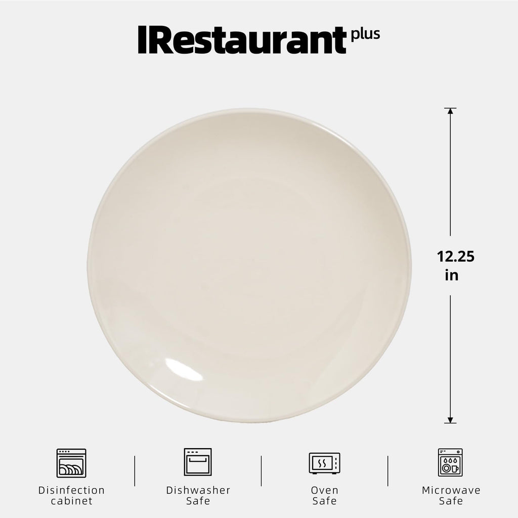 IRESTAURANT PLUS Stoneware Coupe Commercial Grade Dinnerware, Ivory, Plate 12.25", Case of 12