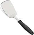 Stainless Steel Spatulas Set, 13.3 inch Metal Spatula, Full Tang Solid and Slotted Turner for Cooking Cast Iron Skillet, Heat Resistant Silicone Handle (Solid 4.6"x3.7")