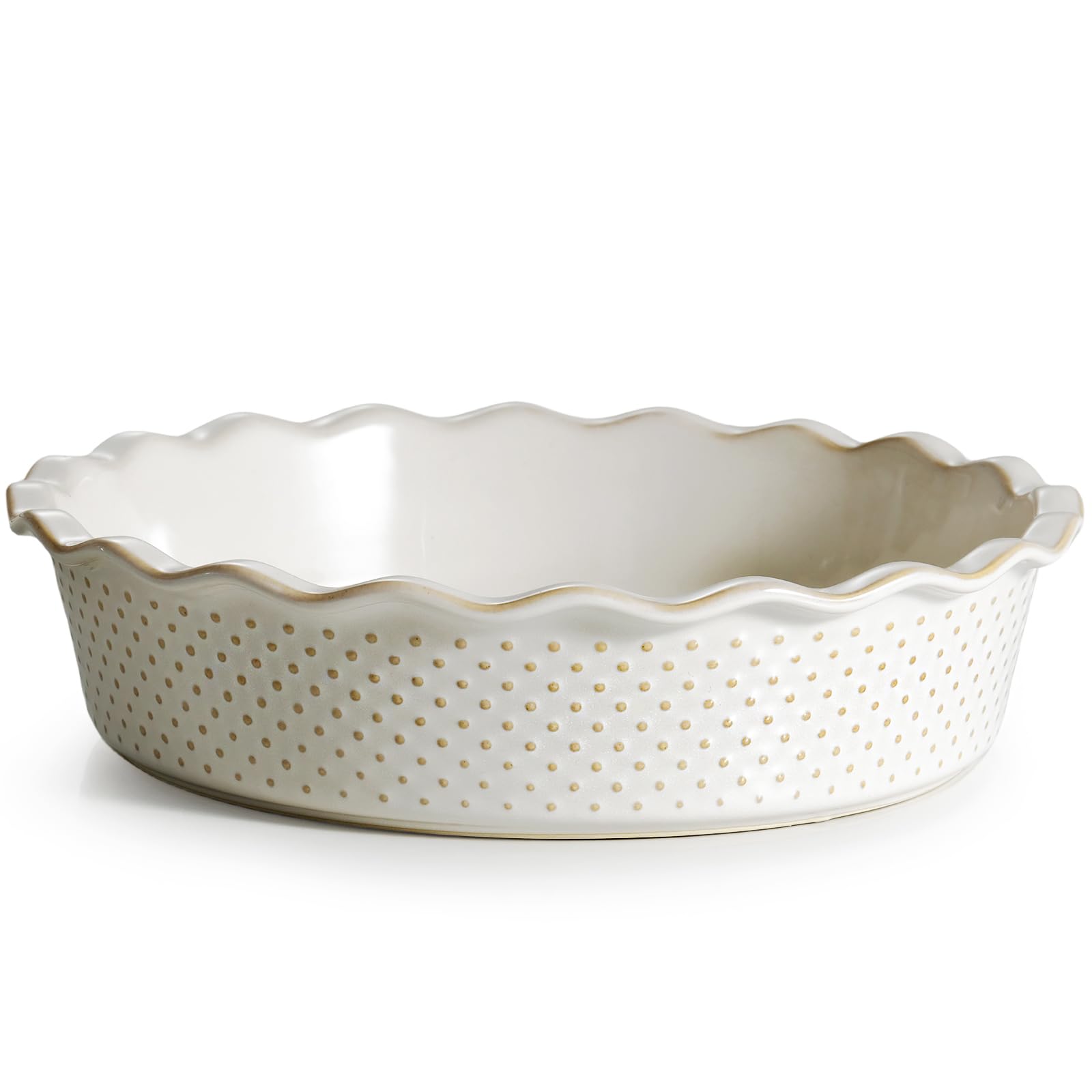 getstar Ceramic Deep Pie Pan, 9 inch Pie Dish for Baking, Non-Stick, Oven & Dishwasher Safe, Farmhouse Decor Quiche Baking Dish, Pie Plate, Deep Dish Pie Pan