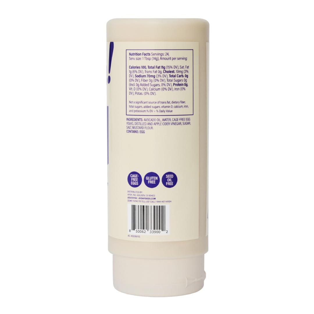 Ayoh Foods, Mayo Gone Wild, Made by Molly Baz - Easy to Squeeze, Perfect for; Sandwiches, Burgers, Fries, Nuggets, Wraps & Dips (2 Pack, Original Mayo)