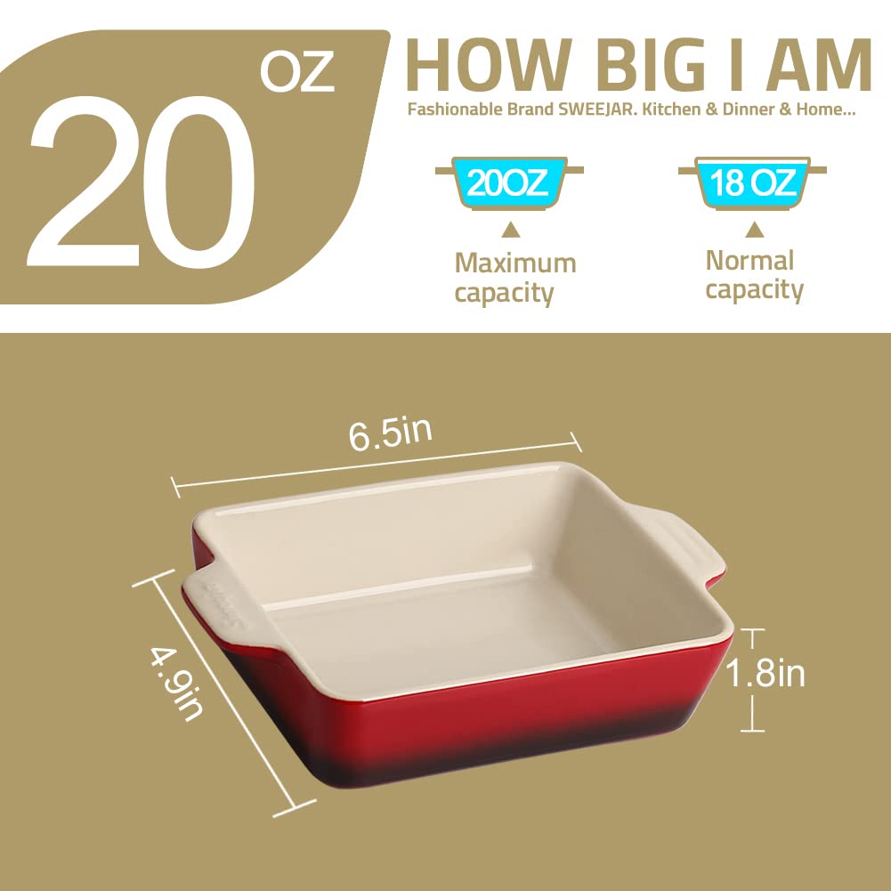 Sweejar Ceramic Baking Dish, Rectangular Small Baking Pan with Double Handles, 20 Oz for Cooking, Brownie, Kitchen, 6.5 x 4.9 x 1.8 Inches (Gradient Purple)