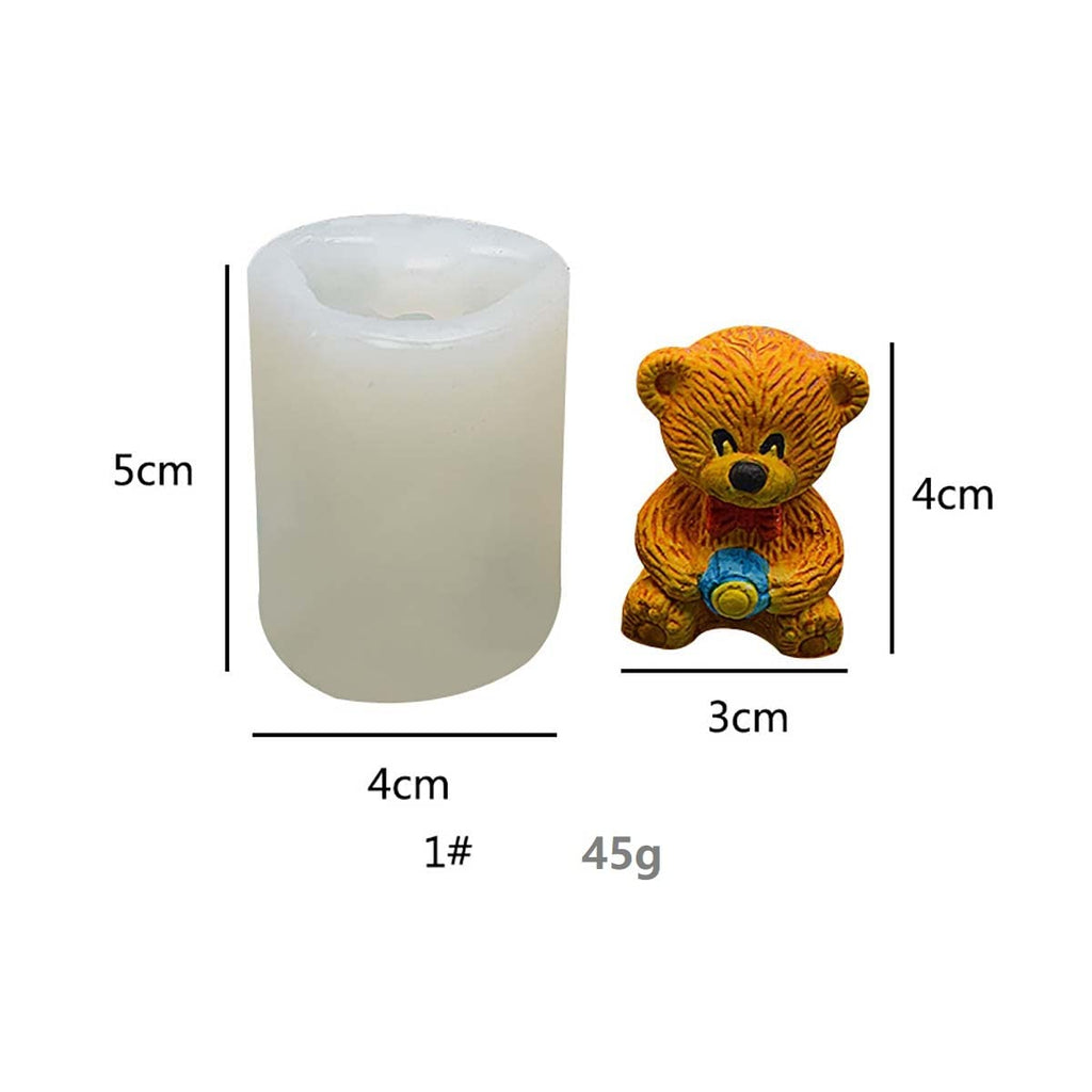 Cute Bear Silicone Mold 2 Pack - Cartoon Bear Candle Mold for Home Decoration