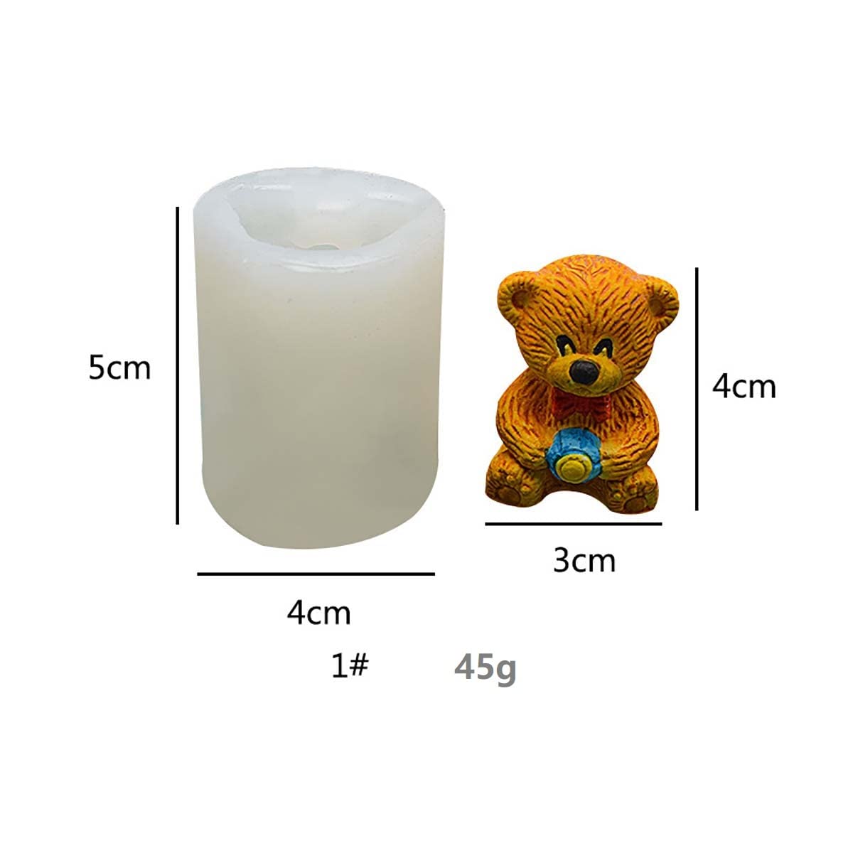 Cute Bear Silicone Mold 2 Pack - Cartoon Bear Candle Mold for Home Decoration