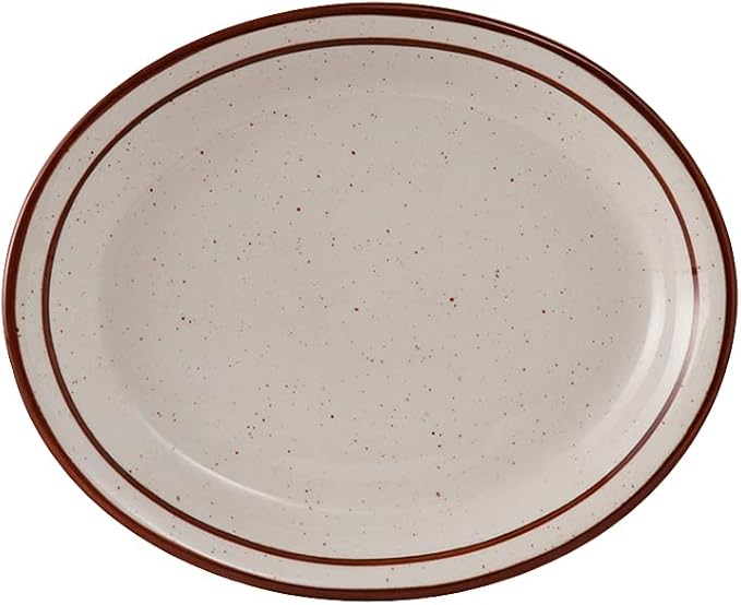 Tuxton China TBS-013 Platter, 11-1/2" x 9-1/8", Oval, Narrow Rim, Microwave and Dishwasher Safe, Oven Proof, Fully Vitrified, Ceramic, Bahamas
