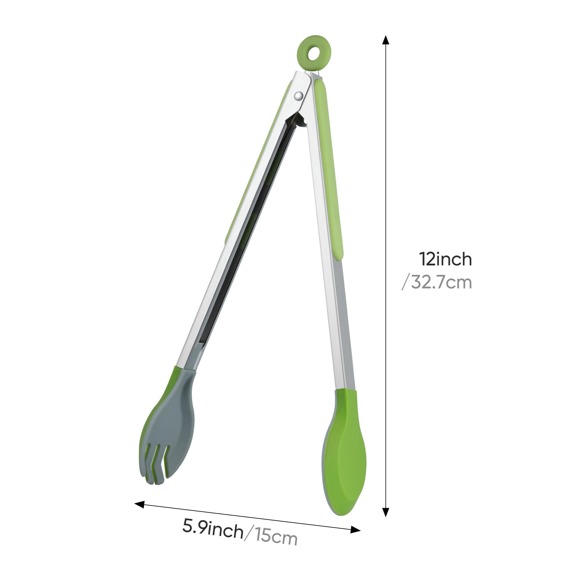 12 Inch Cooking Tongs, Stainless Steel Kitchen Tongs with Silicone Tips