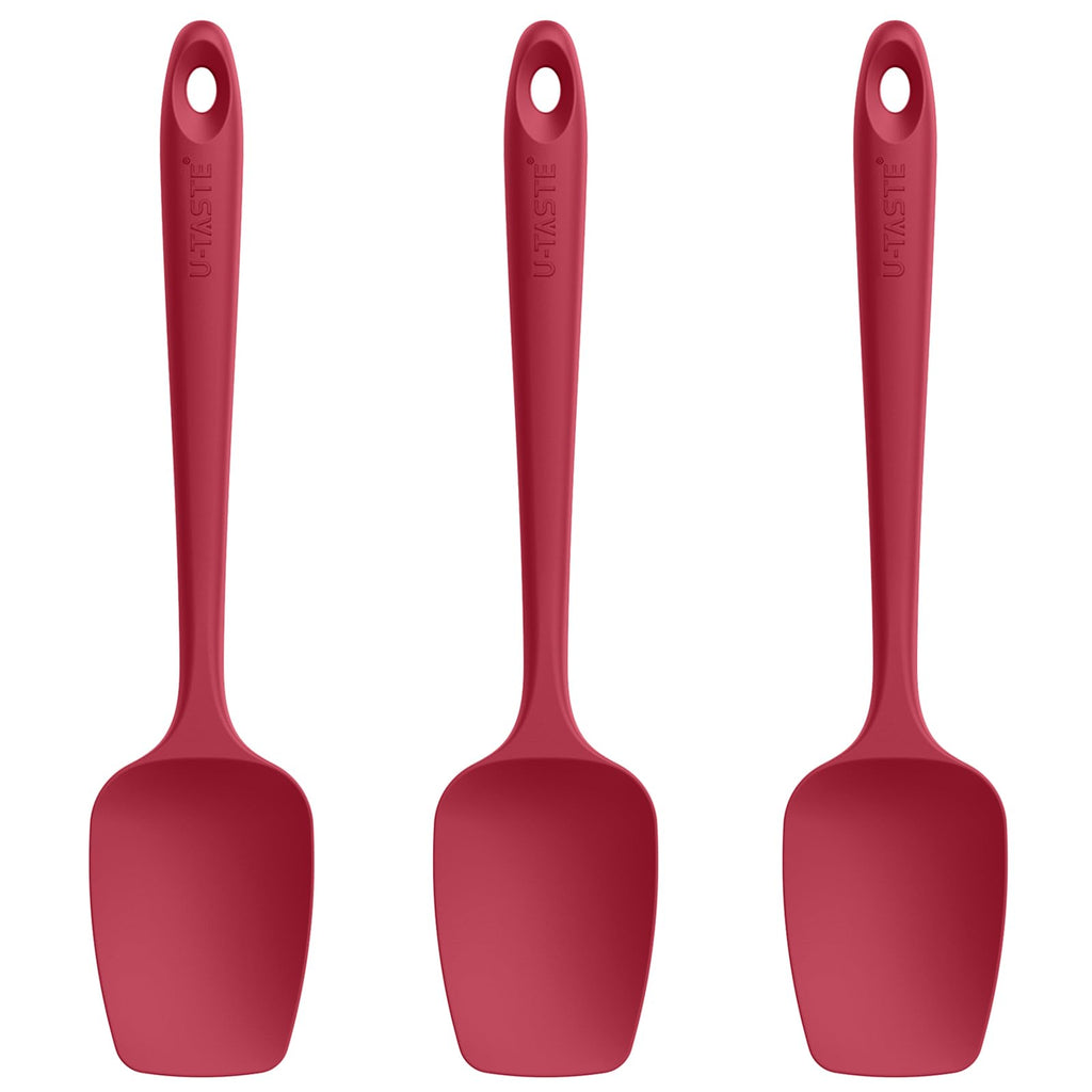 U-Taste Silicone Spoon Spatula Set of 3, 600°F High Heat Resistant, Red