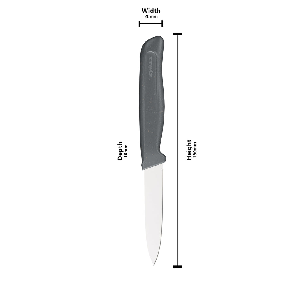 Zyliss Paring Knife – Sharp German Stainless Steel Blade with Sustainable Wheat Straw Non-Slip Handle – Includes Safety Cover – Dishwasher Safe – 3.5 inches - Gray