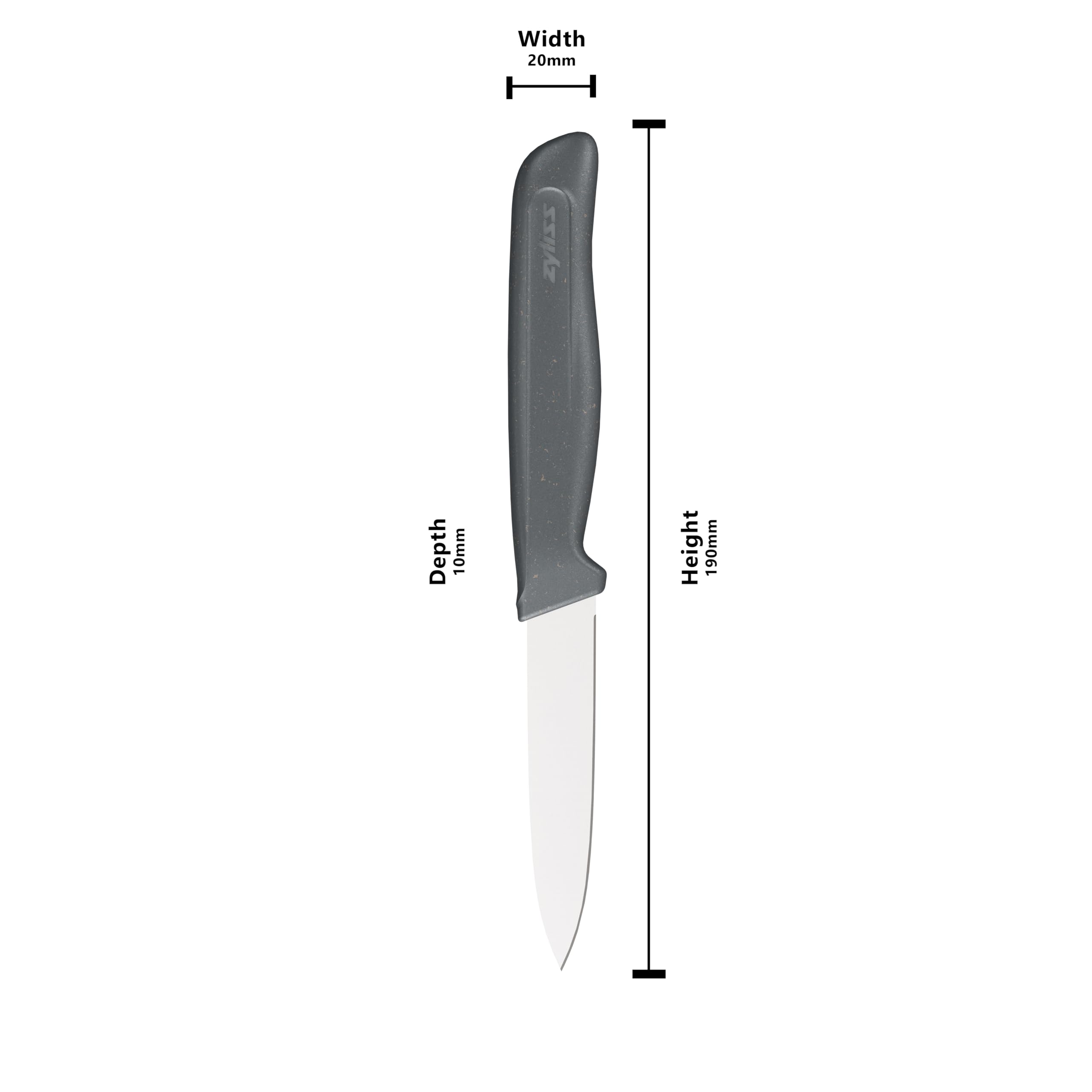 Zyliss Paring Knife – Sharp German Stainless Steel Blade with Sustainable Wheat Straw Non-Slip Handle – Includes Safety Cover – Dishwasher Safe – 3.5 inches - Gray