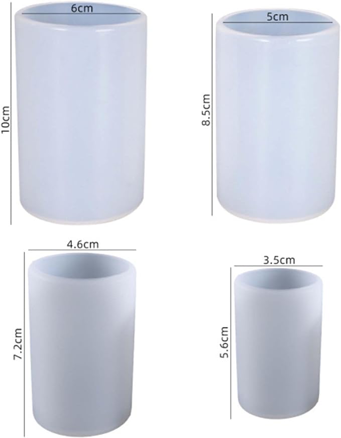 4 Pack Round Resin & Chocolate Silicone Mold - 3D Cylinder & Handmade Candle & Soap Mold