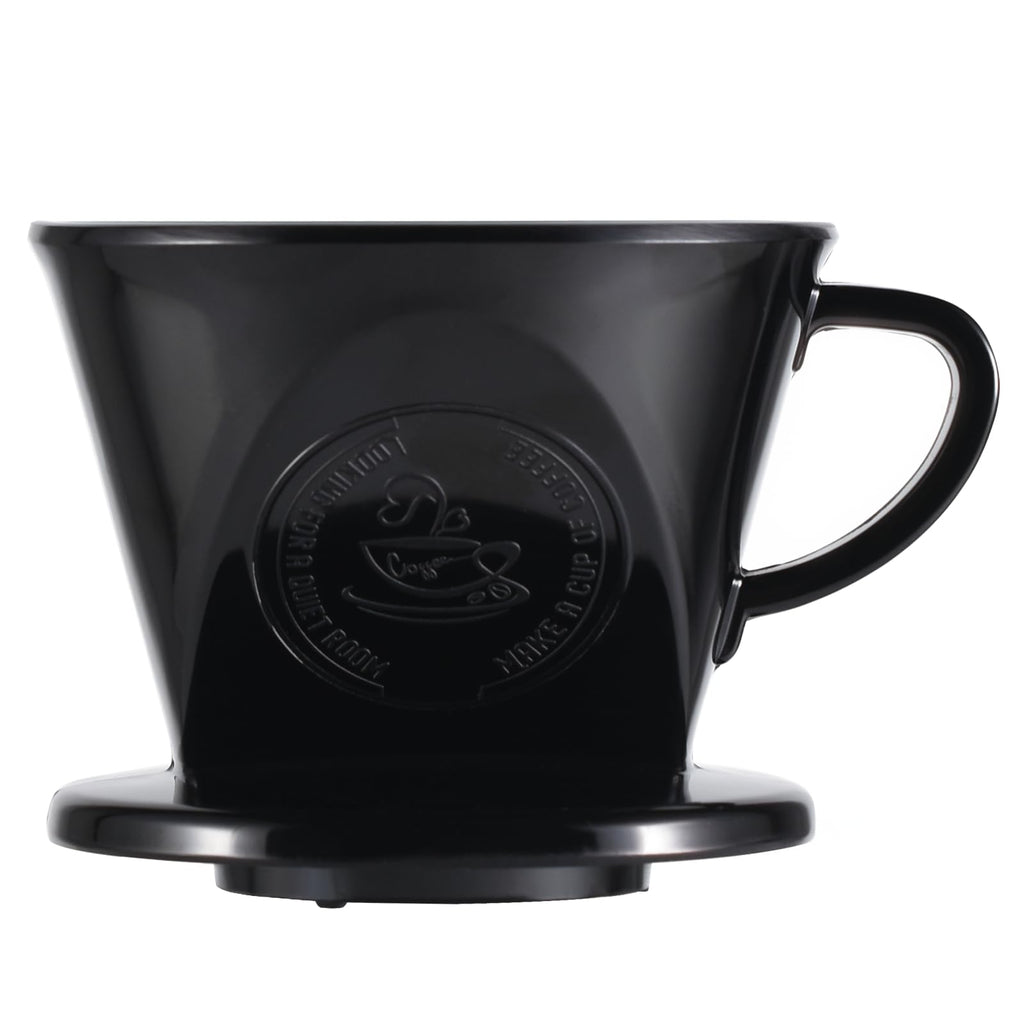 JynJyn Melamine Pour Over Coffee Maker with 3 Drip Holes, Pour Over Coffee Dripper For Camping, Home, Café, Size 02 (Black)