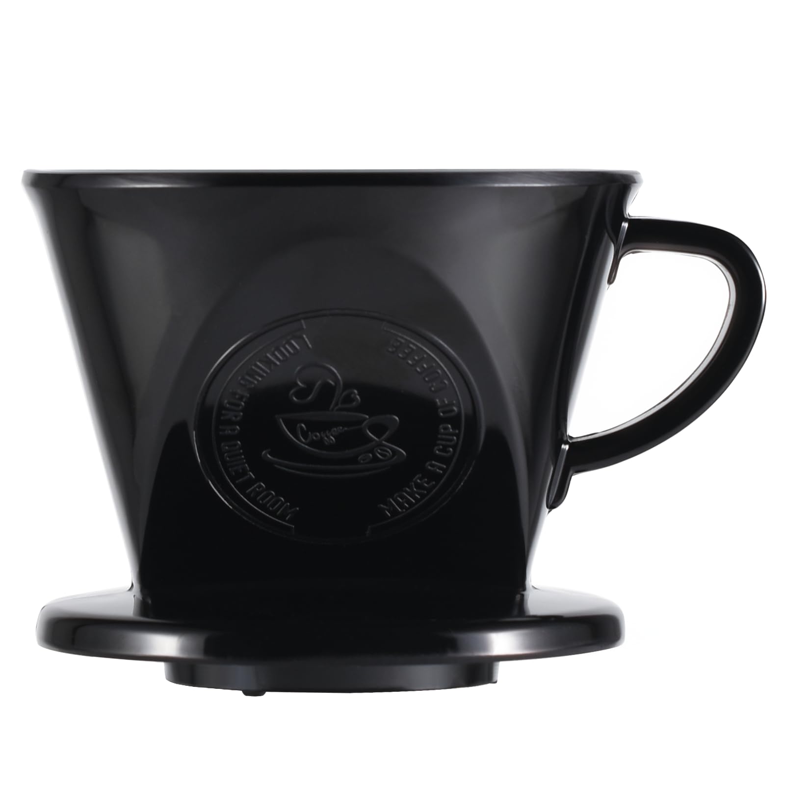 JynJyn Melamine Pour Over Coffee Maker with 3 Drip Holes, Pour Over Coffee Dripper For Camping, Home, Café, Size 02 (Black)