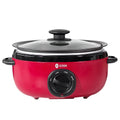 ICOOK USC-65-OP001RD 6.5 Quart Slow Cooker,Aluminium Sear/Sauté Stew Pot Stovetop safe,Dishwasher Safe,Glass Lid,Adjustable Temp,Food Warmer(Red)