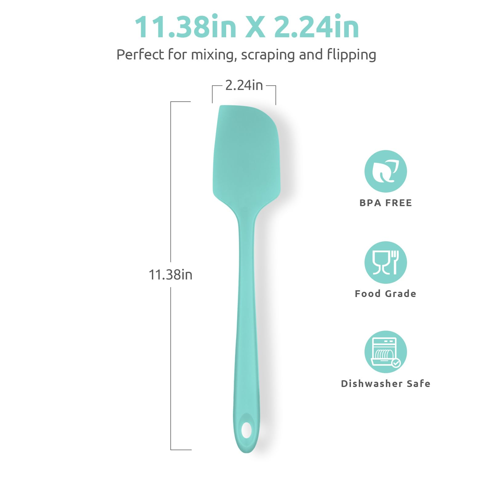 U-Taste Silicone Large Spatula, 600ºF High Temp Scraper, 11.38in, Aqua Sky