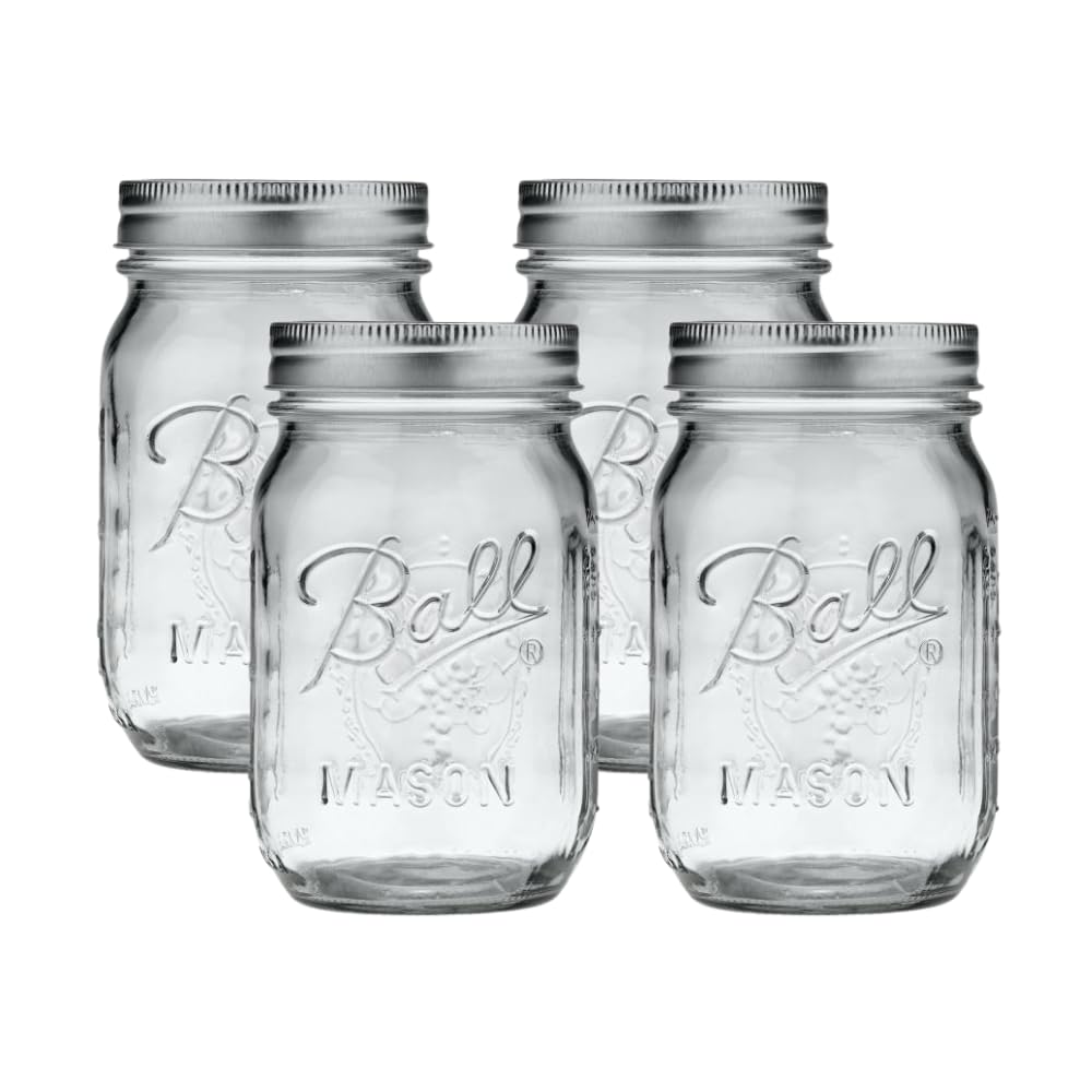 Ball Regular Mouth Glass Mason Jars with Lids and Bands, Used for Canning (Half Pint, 8 Ounce (Pack of 6))