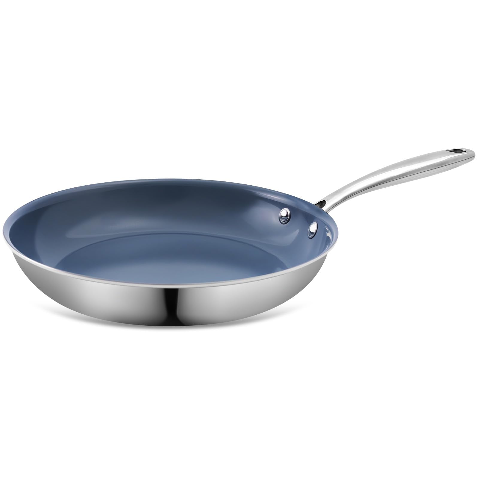 Ephaclad Stainless Steel Nonstick Frying Pan,8 Inch Healthy Non Toxic Ceramic Coating Cookware Works on Induction, Electric Stove and Gas Cooktops,PTFE PFAS PFOA Free Skillet,Dishwasher&Oven Safe