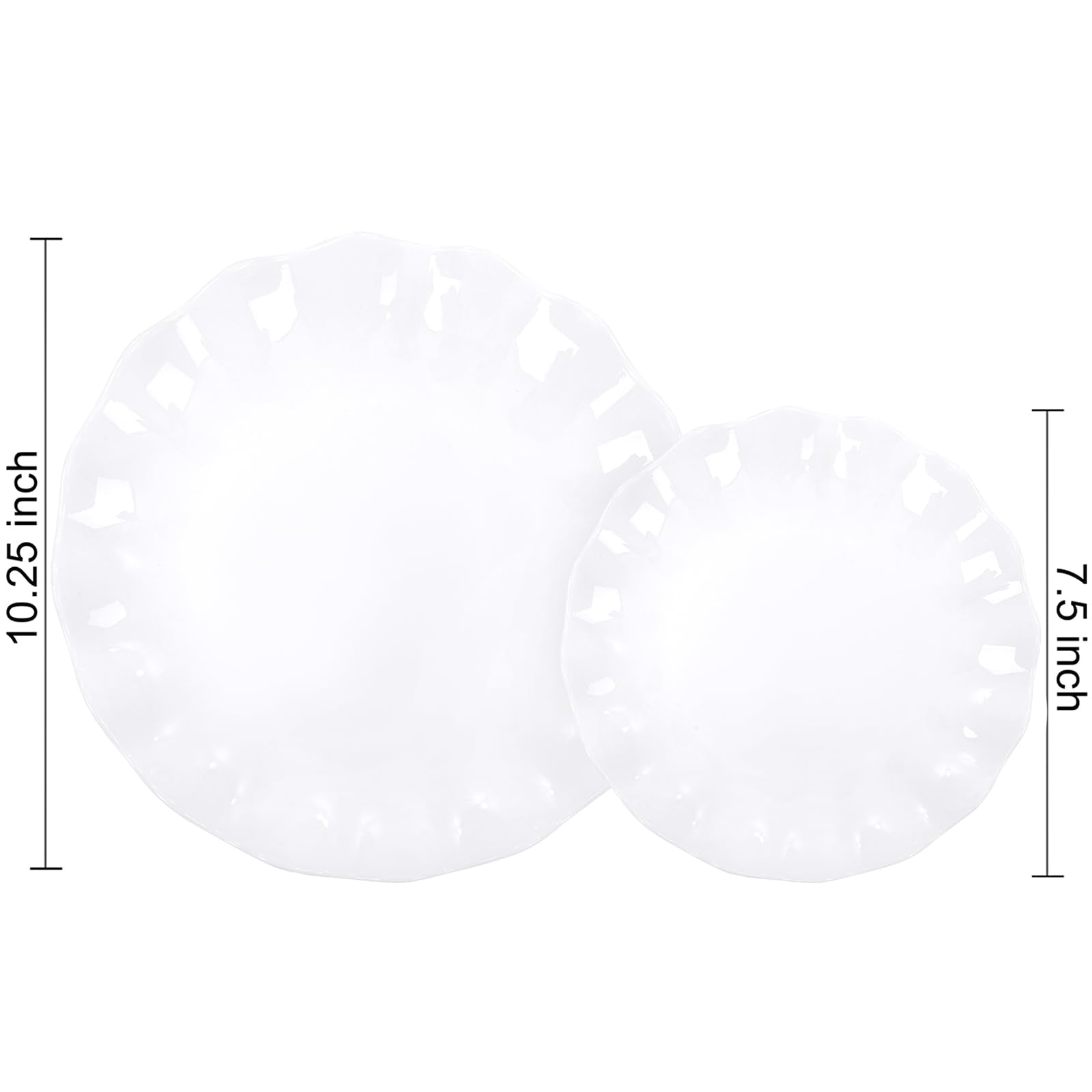 LIYH 50 Pcs White Scalloped Plastic Plates Reusable - Unbreakable Plastic Plates for Weddings Party Outdoor Picnics Dishwasher Safe BPA Free(25Guests)