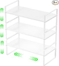 ‎Expandable Kitchen Cabinet Storage Shelf, Stackable Metal Pantry Storage Shelves Organizer, Adjustable Height Counter Spice Rack for Kitchen Cabinet (White - 16.5"-27" L x 10.2" W x 9.6" H - 3Pack)