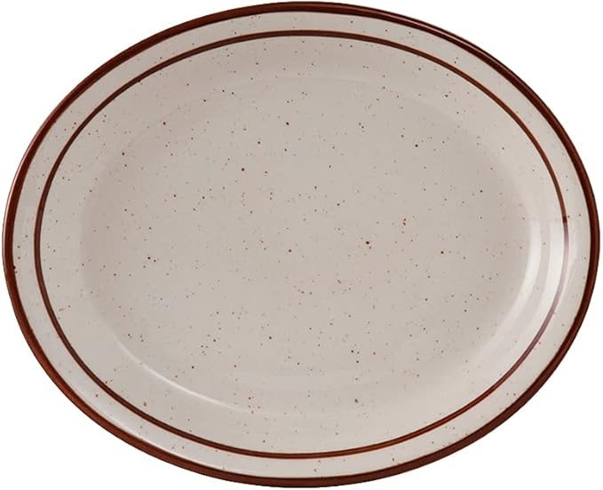 Tuxton China TBS-013 Platter, 11-1/2" x 9-1/8", Oval, Narrow Rim, Microwave and Dishwasher Safe, Oven Proof, Fully Vitrified, Ceramic, Bahamas