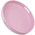SforGUVA Round Pink Decorative Serving Tray with Handles, 13” Versatile Ottoman Tray for Coffee Table, Entertaining, Outdoor Patio, Living Room