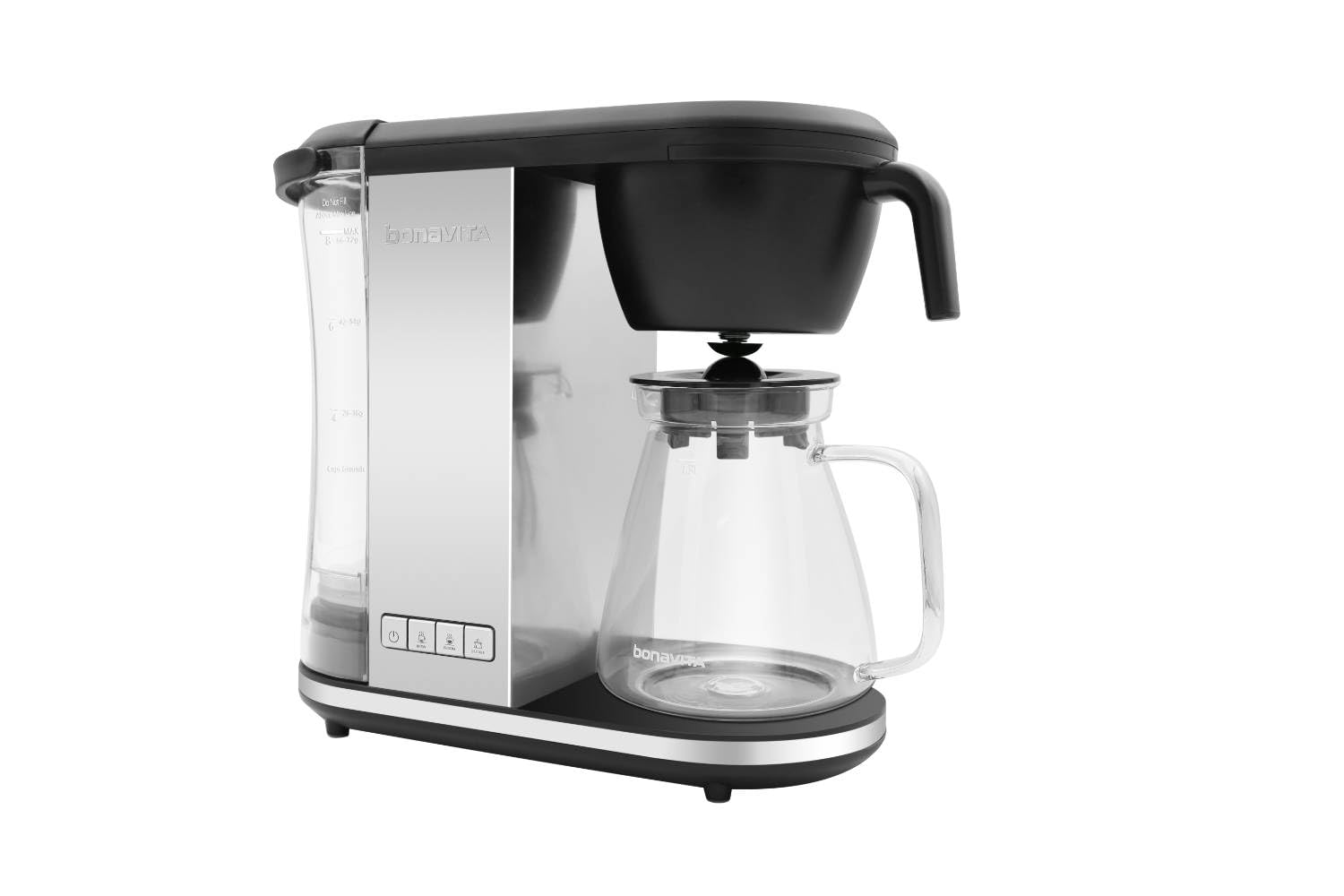 Bonavita Enthusiast 8 Cup Drip Coffee Brewer, Pour Over, SCA Certified Coffee Machine with Glass Carafe, Stainless Steel Panel, Removable Reservoir