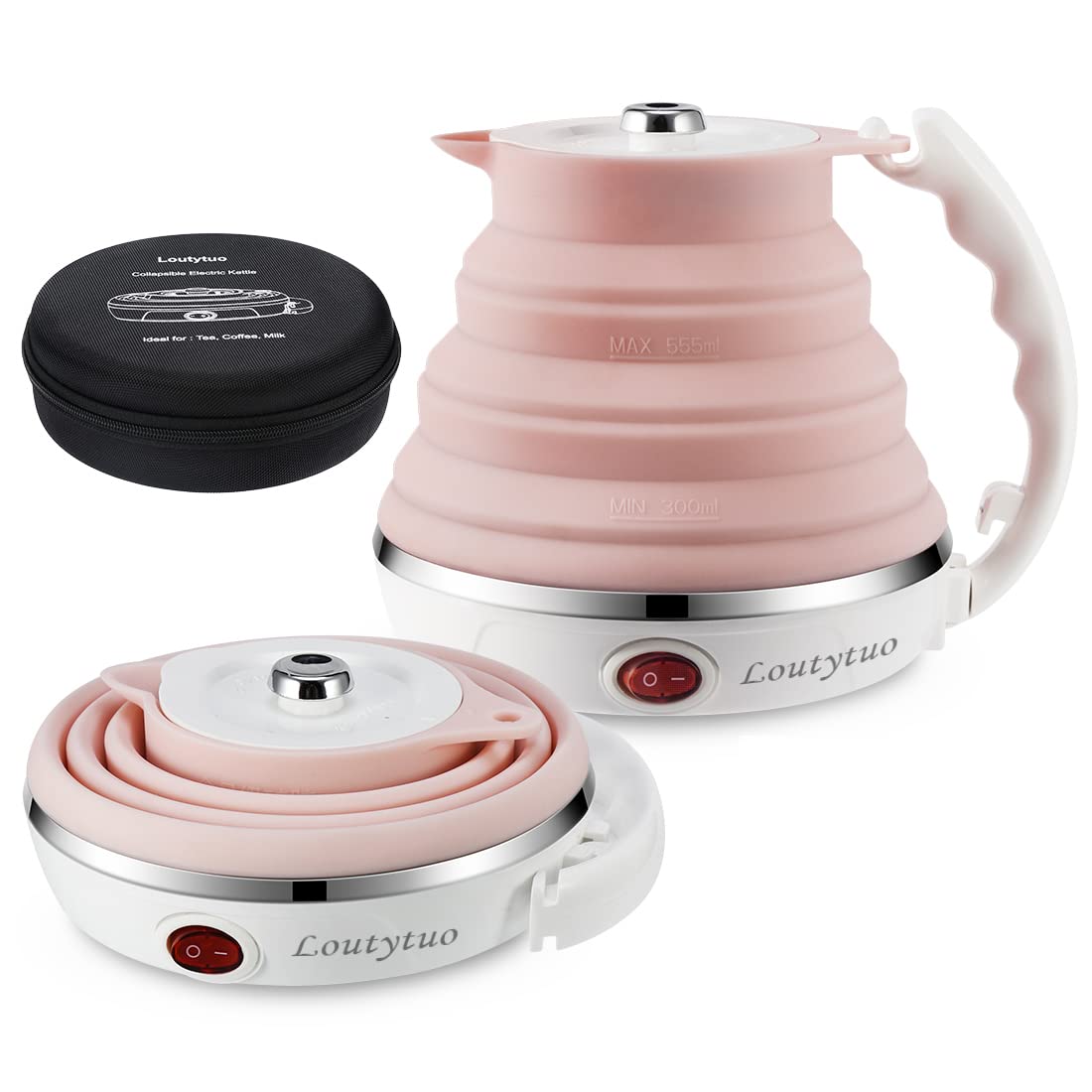 Food Grade Silicone Portable Collapsible Electric Travel Kettle (Blue)