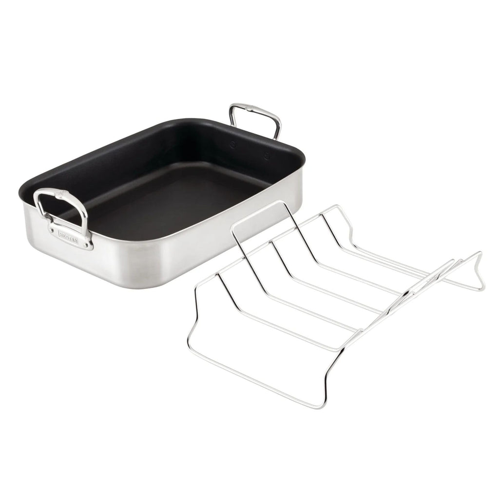 Hestan Provisions – 16.5" Classic Clad Nonstick Roasting Pan with Stainless Steel Rack