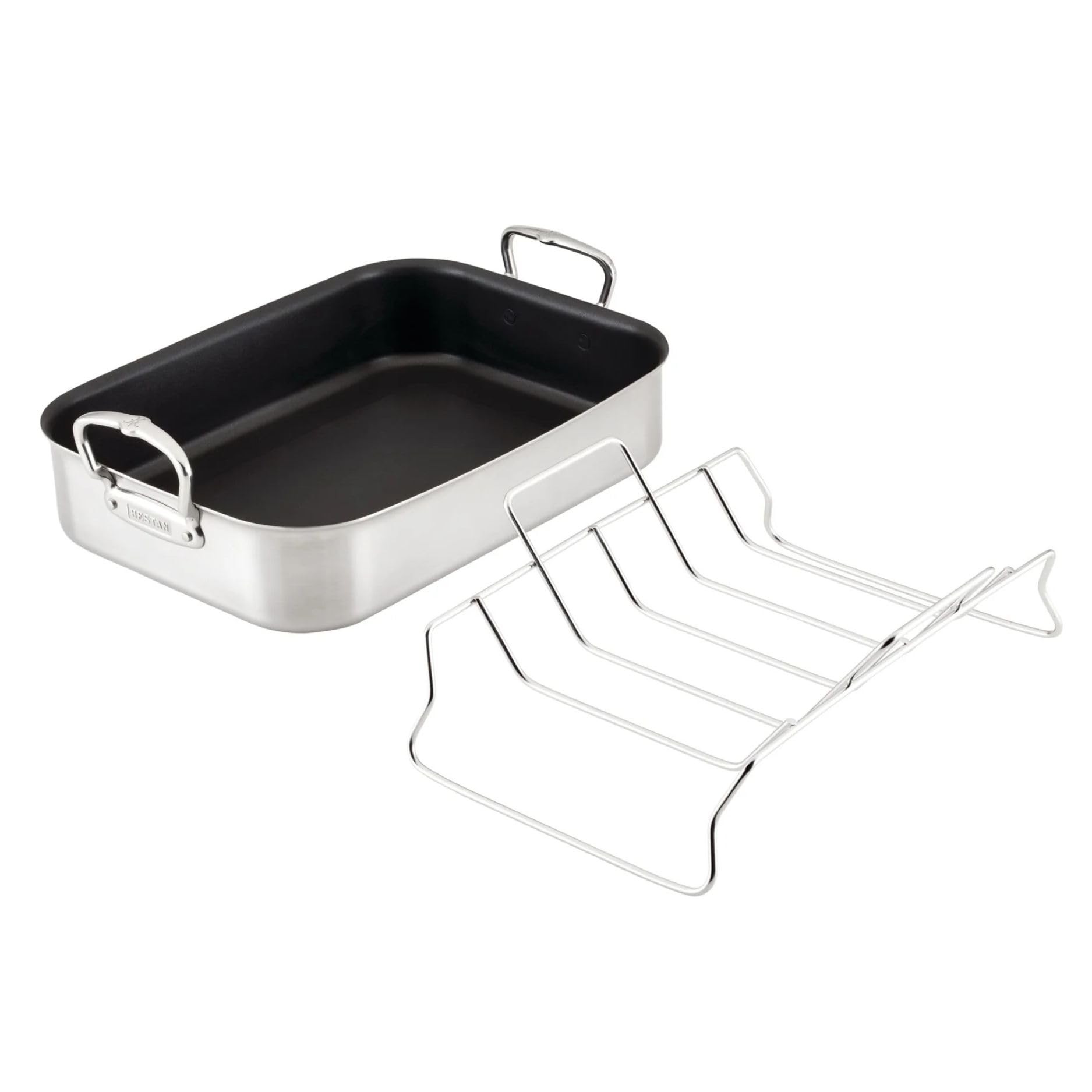 Hestan Provisions – 16.5" Classic Clad Nonstick Roasting Pan with Stainless Steel Rack