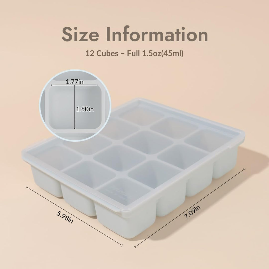 PETINUBE Baby Food Storage Silicone Cubes, Ocean Blue, 12 Cubes 1.5oz