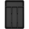 Lifewit Silverware Drawer Organizer Tray, Plastic Cutlery Storage for Kitchen, Flatware and Utensil Holder Divider for Spoons Forks Knives Tableware, 7.8 x 12.4", 4 Slots, Black