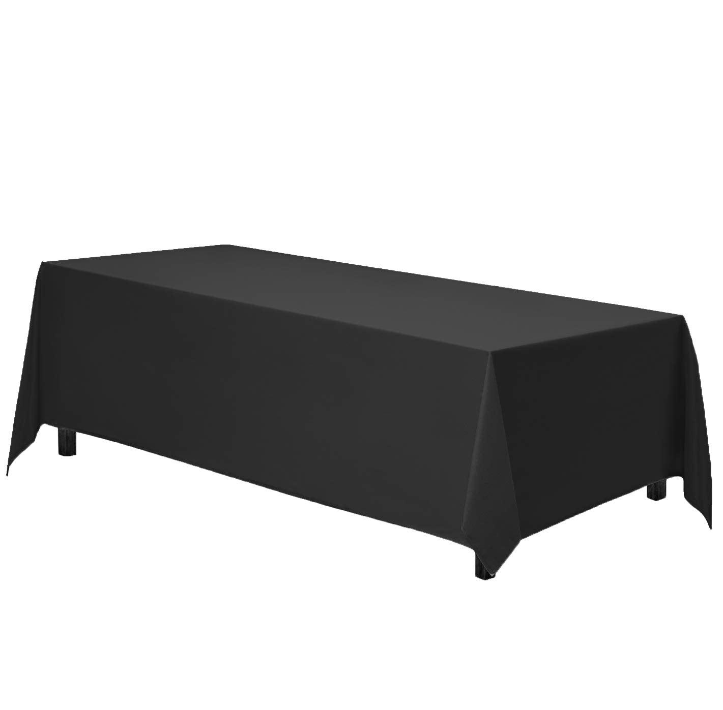 Gee Di Moda Rectangle Tablecloth - 90 x 132 Inch Black Table Cloth for 6 Foot Tables with Floor-Length Drop - Heavy Duty Washable Fabric for Holiday Party, Dinner, Weddings & Baby Shower