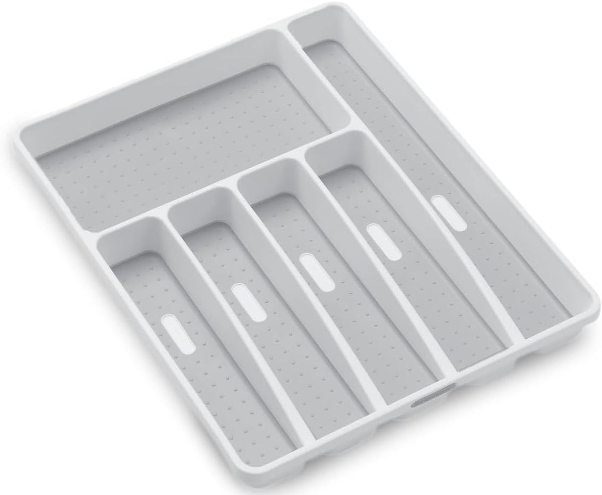 madesmart Classic 6 Compartment Silverware Tray, White