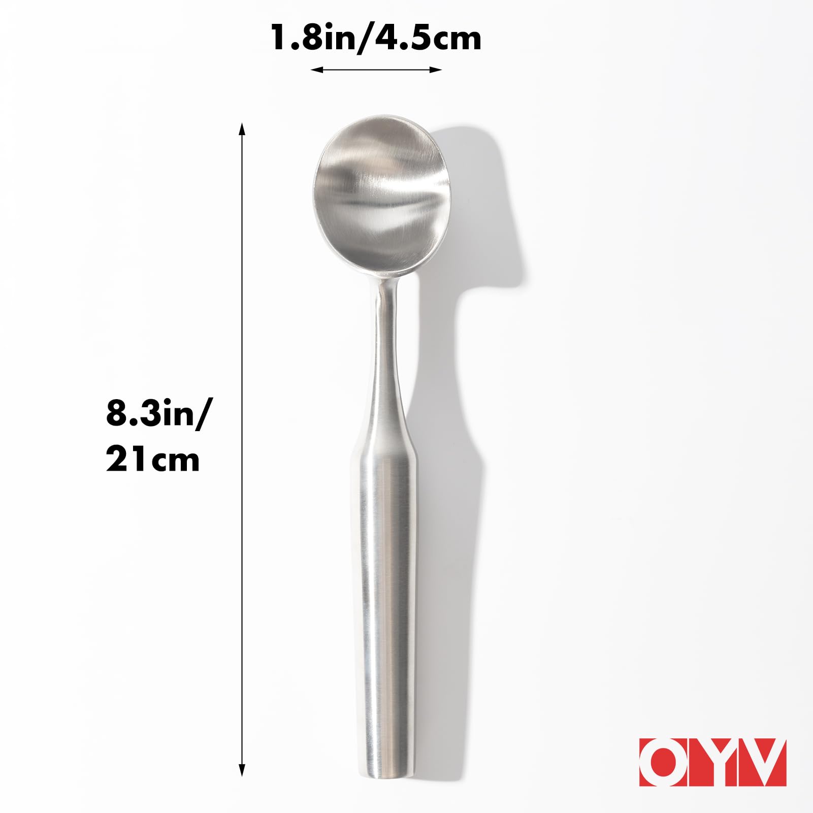 OYV 304 Stainless Steel Ice Cream Scoop, Heavy Duty, Ergonomic Handle