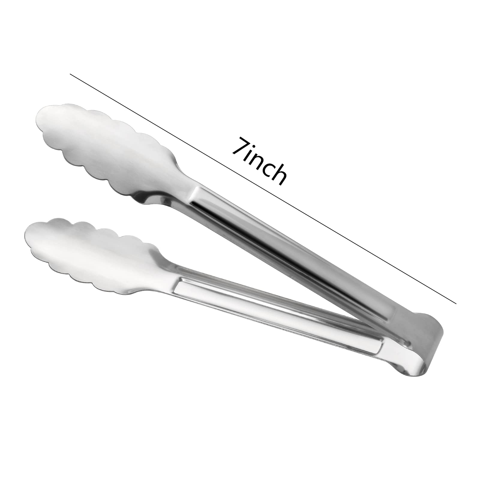 Serving Tongs,Buffet Tongs, ACAUTO Stainless Steel Food Tong Serving Tong Small Serving Tongs Stainless Steel Mini Appetizer Tongs, Set of 6 (7 Inch)