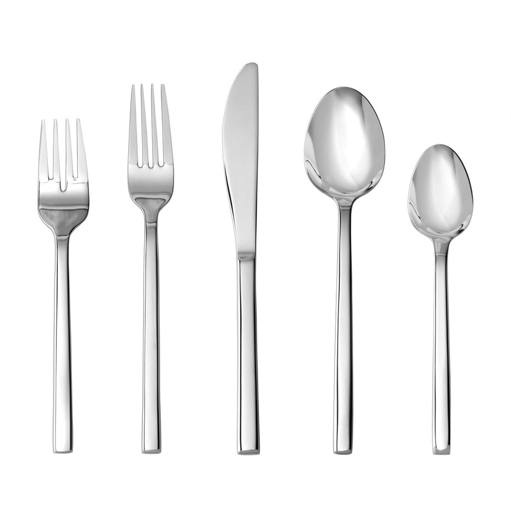 Fortessa Arezzo 18/10 Stainless Steel Flatware, 40 Piece Place Setting (Service for 8), Silver