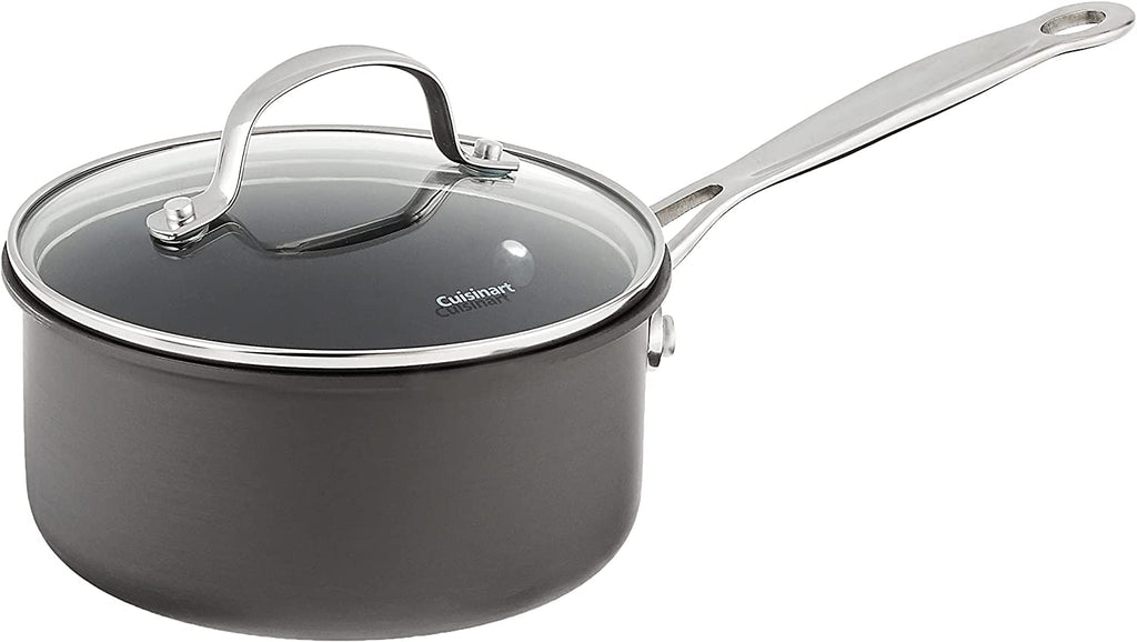 Cuisinart Chef's Classic Nonstick Hard-Anodized 1.5-Quart Saucepan with Lid, Black, 619C-16