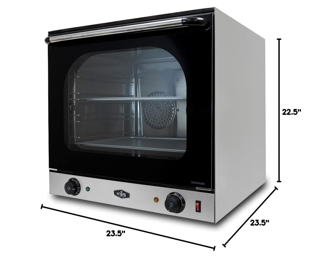 KWS CO-3 1600W Commercial Countertop Convection Oven, 2 Cu. Ft. - 120V, 4-Tier Toaster w/Front Glass Door, Electric Baking Oven