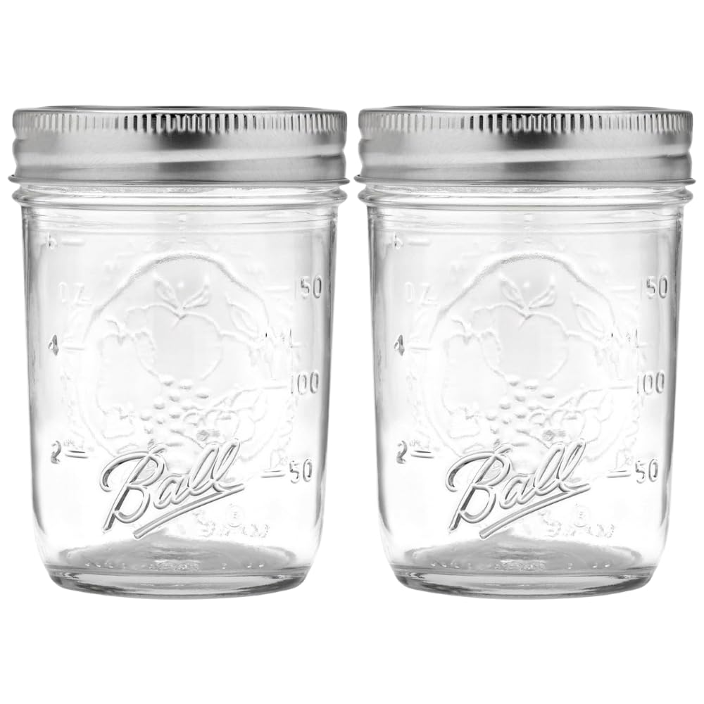 Ball Regular Mouth Glass Mason Jars with Lids and Bands, Used for Canning (Half Pint, 8 Ounce (Pack of 6))