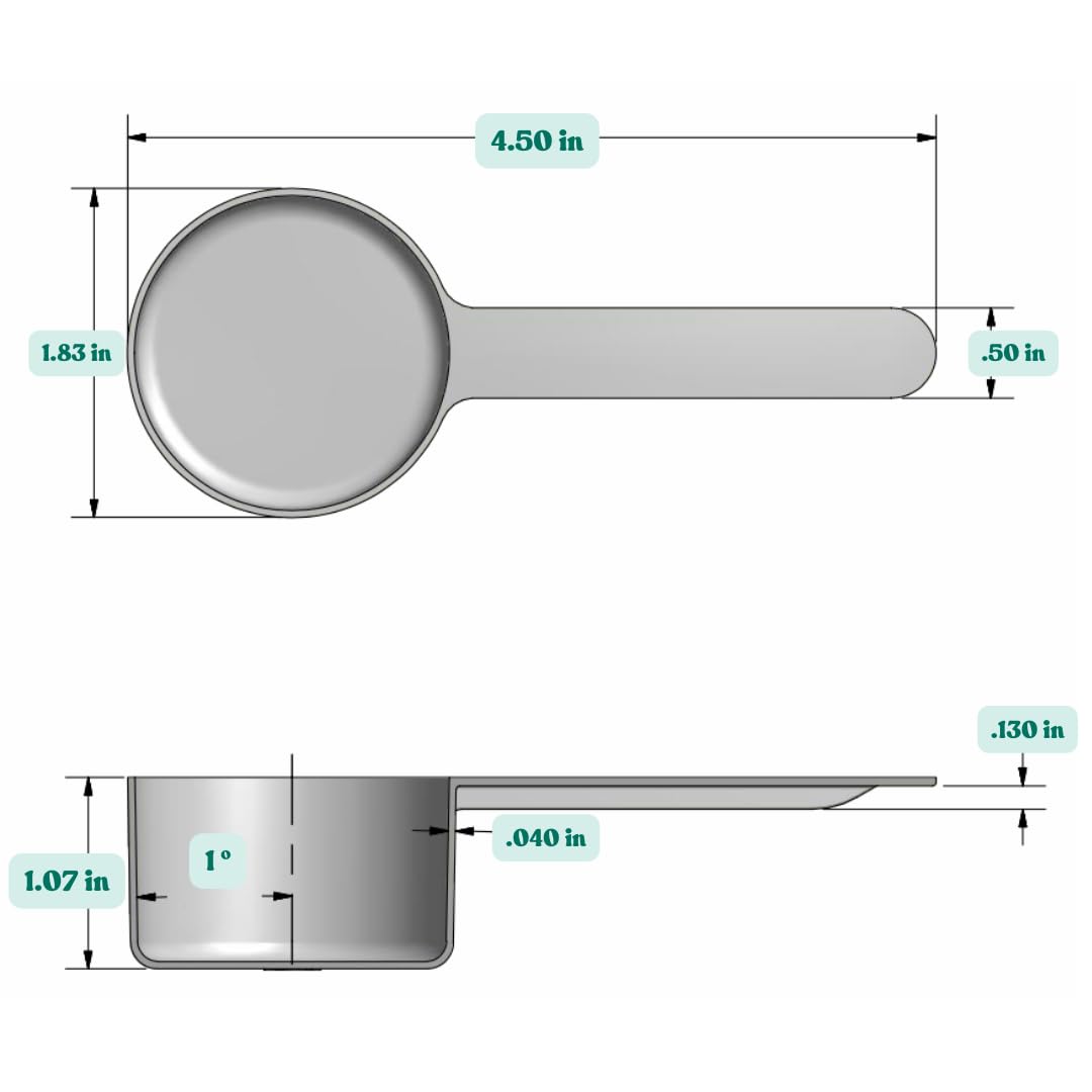 Supplement and Supply 8 Teaspoon (39 mL | 1.32 Oz.) Long Handle Plastic Measuring Scoop for Coffee, Protein Powder, Pet Food, Spices, Grains, Dry Goods – Food-Grade BPA-Free (Pack of 5)