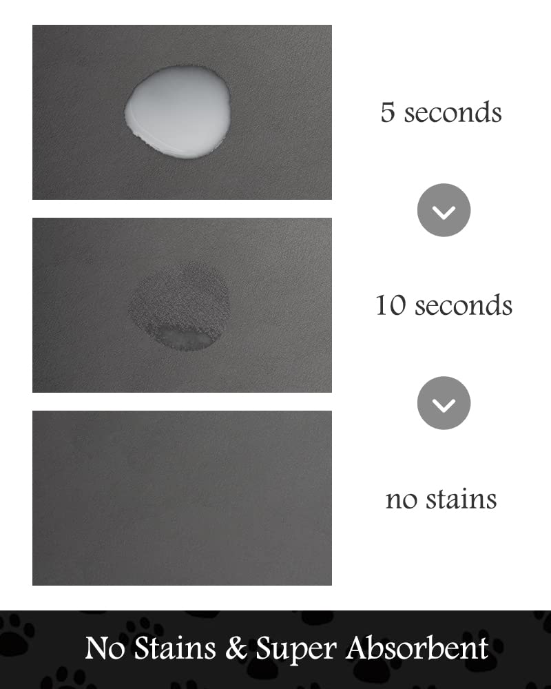 Pet Feeding Mat-Absorbent Dog Mat for Food and Water Bowl-No Stains Quick Dry Water Dispenser Mat-Dog Accessories Pet Supplies-Bowl for Messy Drinkers（Darkgrey,17"x34"
