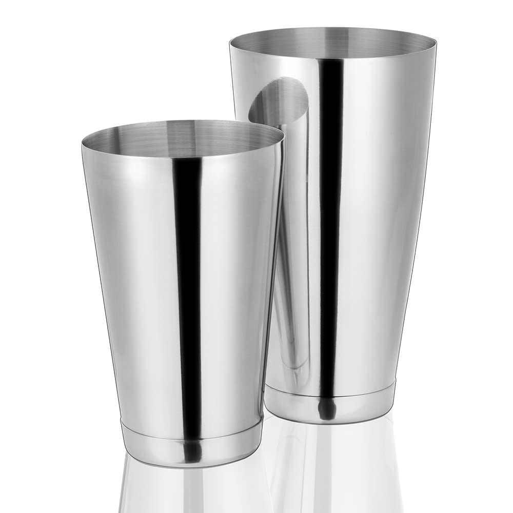 Etens Cocktail Shaker Tins Set Stainless Steel, Pro Bar Style Boston Shakers Bartending, Two Piece Martini Shaker Cup Drink Mixer for Bartender – Silver Bar Tools Weighted Metal Shaking Tin