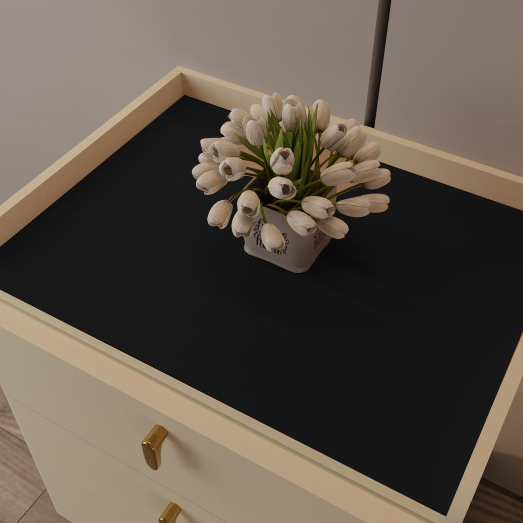 Zinkooat Leather Nightstand Cover,1.8mm Thick,15.75x23.6 Inch end Table Cover,Side Table Cover,Bedside Table Cover,Bedside Tablecloth.(Black+Gray,15.75x23.6)