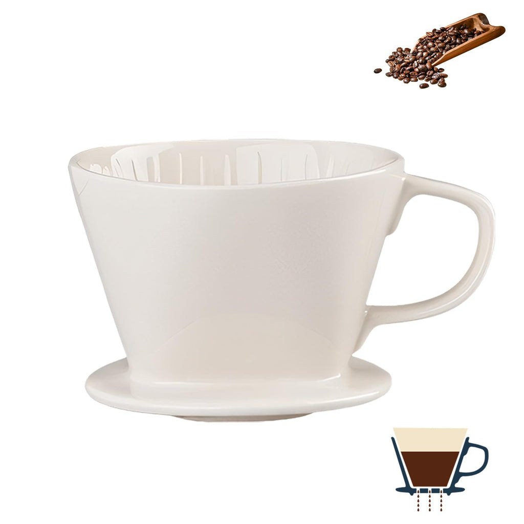 Marirao Pour Over Coffee Maker, Single Cup Coffee Dripper, Manual Porcelain Slow Brewing Accessories for Travel, Camping, Office, Home, Cafe, Coffee Gifts (White, Medium)