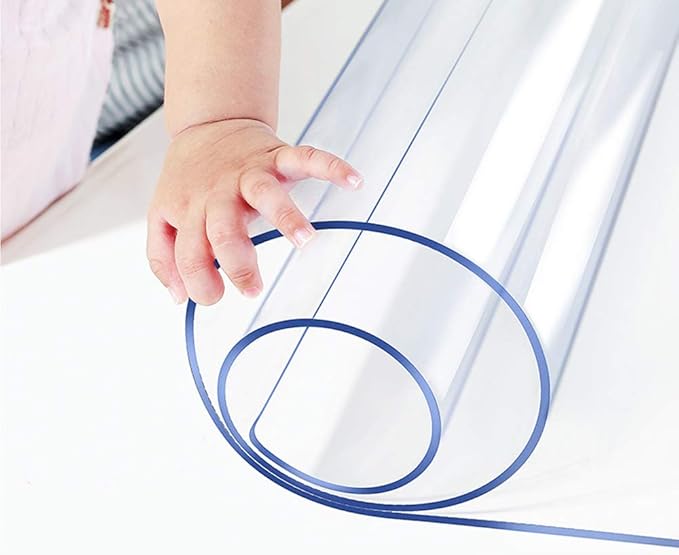 Wadrac Multi Size Clear Vinyl Table Cover Pad Protector 39.4x51.2 Inch Plastic Table Cover Desk Protector Mat Crystal Table Pad Heat Resistant Non-Slip Clear Transparent Tablecloth Cover 1.5mm Thick