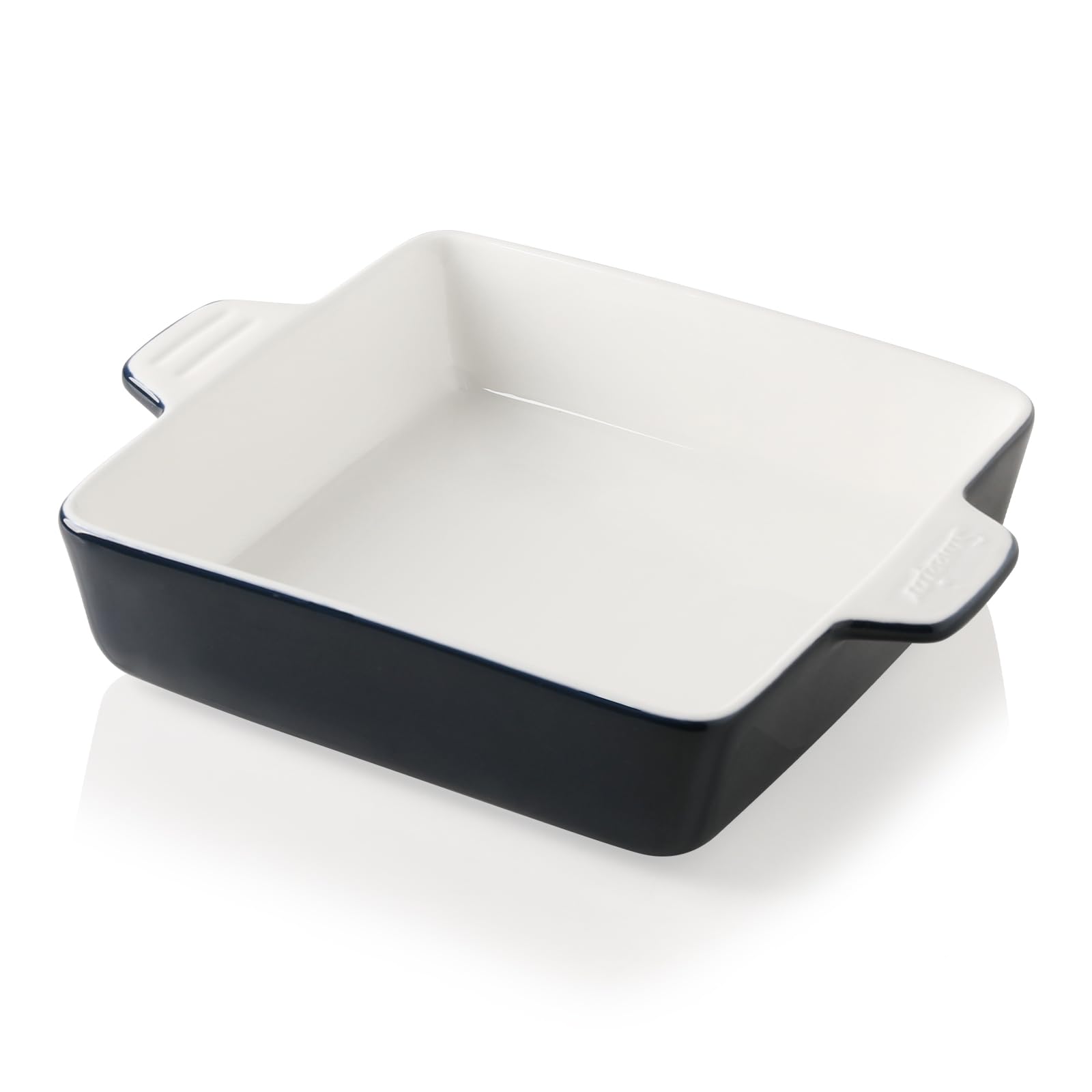 Sweejar Ceramic Baking Dish, 9 x 9 Cake Baking Pan for Brownie, Porcelain Square Bakeware with Double Handle for Casserole, Lasagna, Family Dinner (Navy)