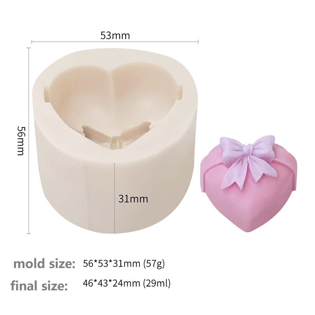 4 Pack Heart Resin Rose Flower Silicone Mold for Candle, Cake, Soap, Candy - Round Shape