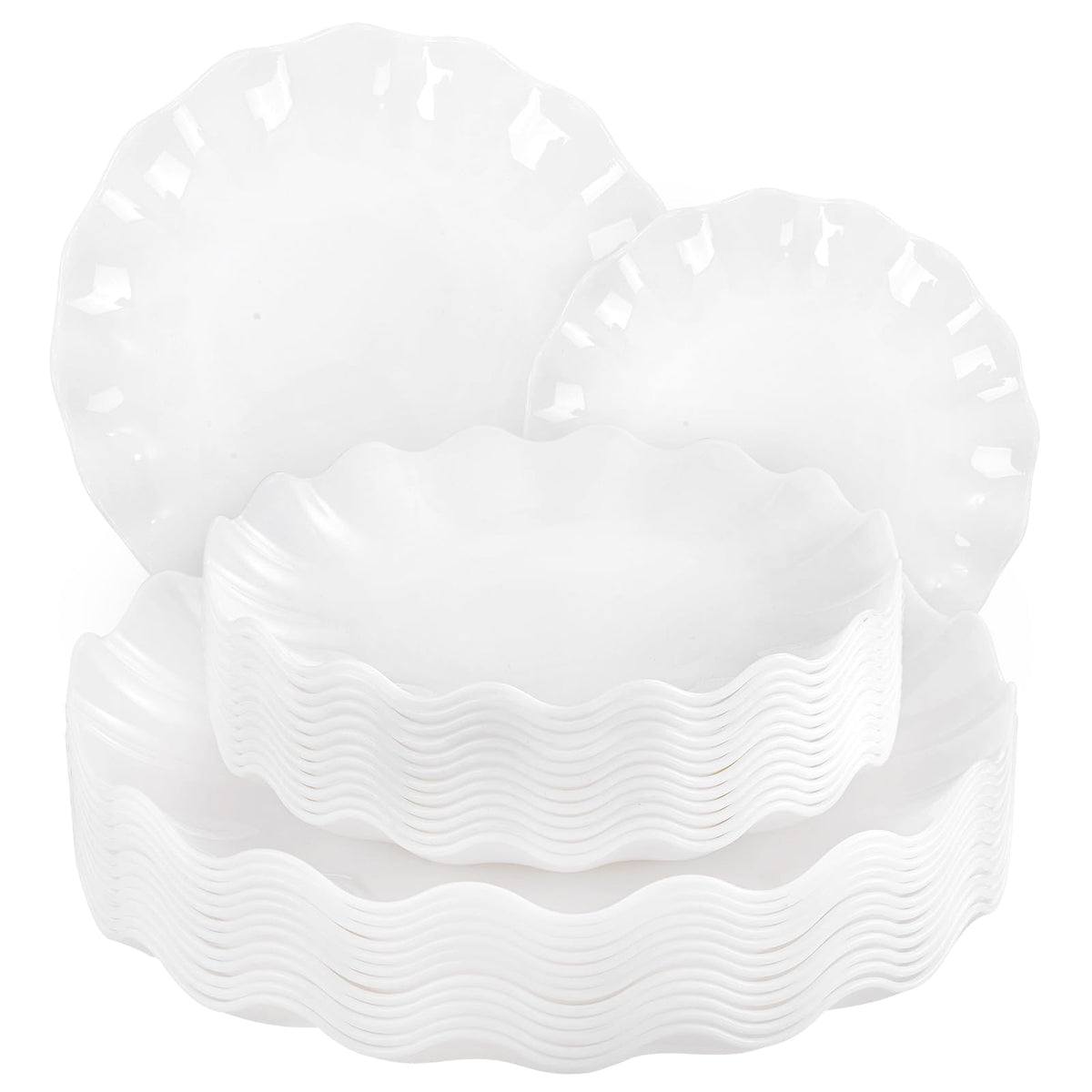 LIYH 24Pcs Green Unbreakable Plastic Plates for Birthday Scalloped