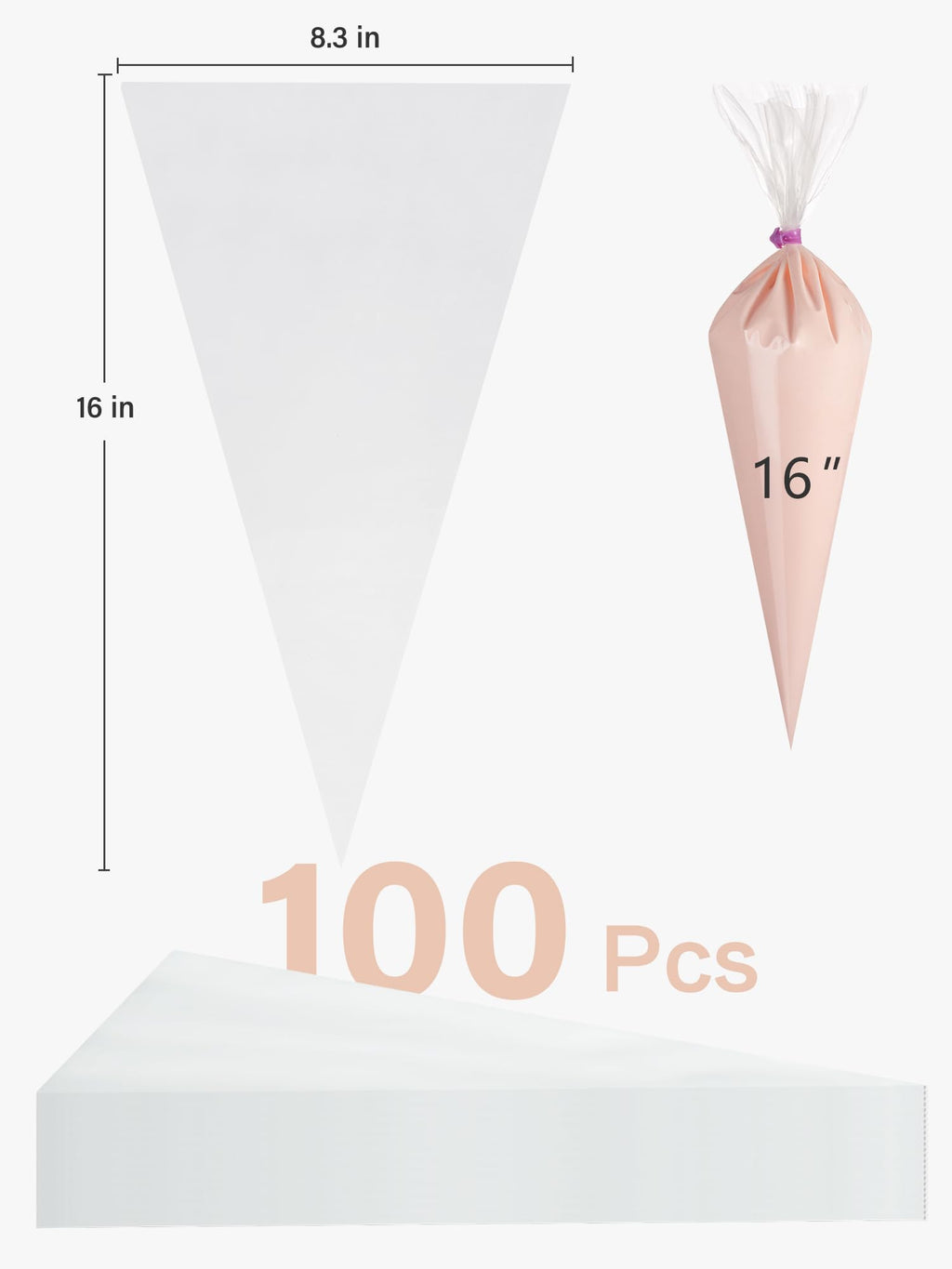 Kootek Piping Bags, Disposable Pastry Icing Bags 16 Inch, 100 Pcs Large